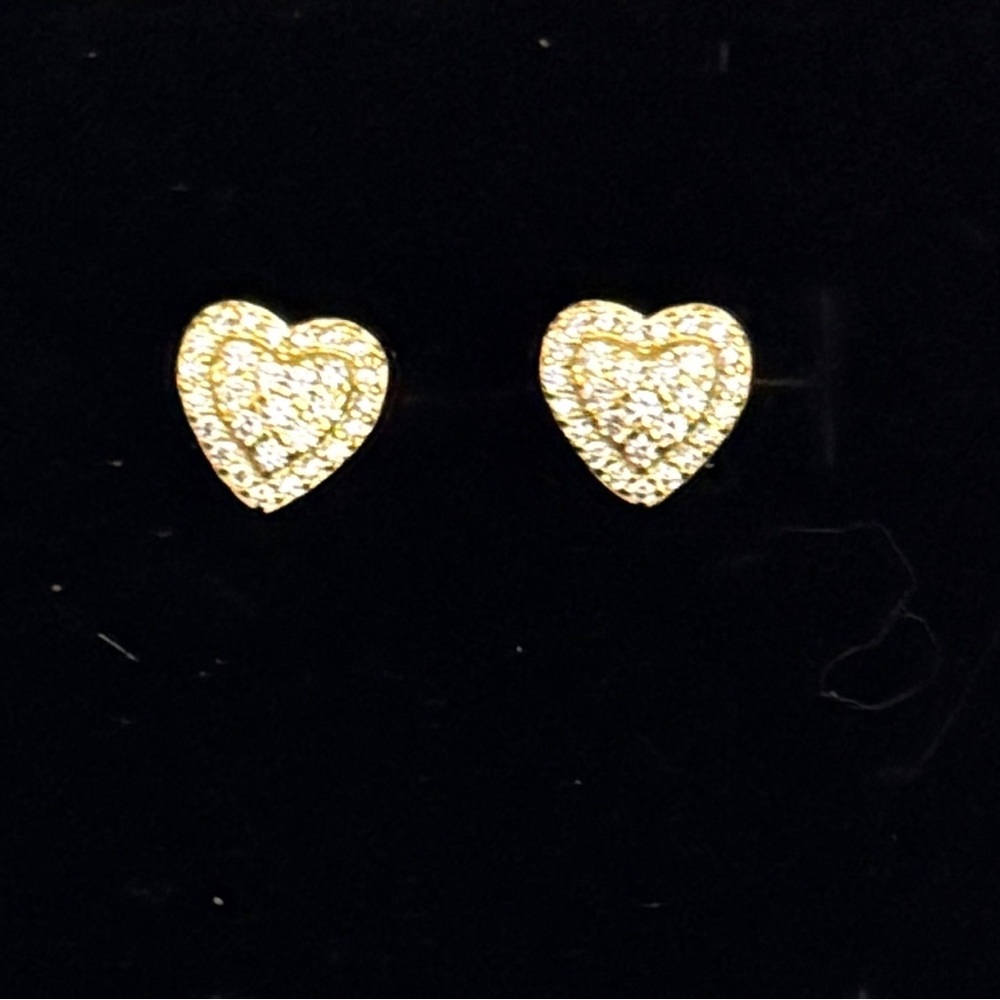 Gold Heart Diamond Cluster Moissanite Stud Earrings